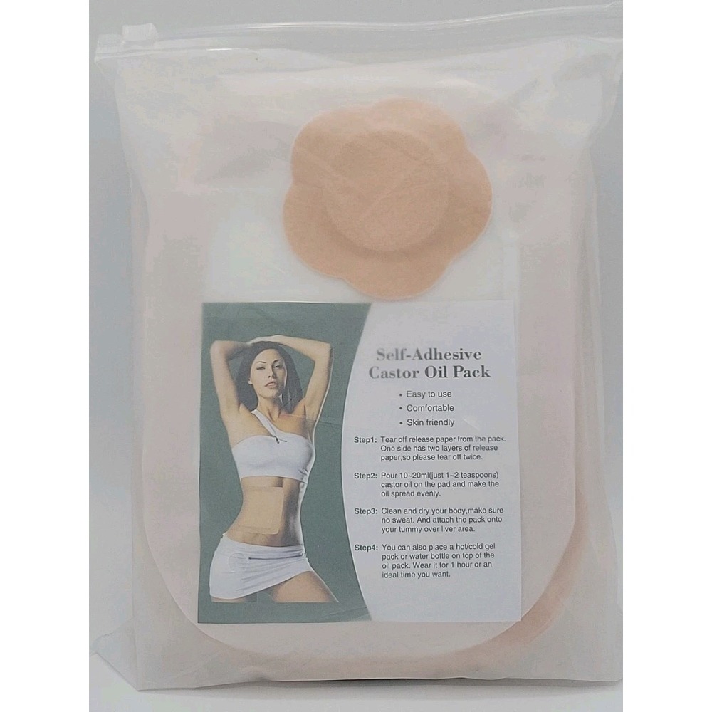 50 Pcs Castor Oil Patches Pack Wrap 20 Large & 30 Belly Self-Adhesive Disposable